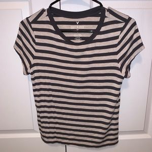 Charcoal gray and white striped t shirt